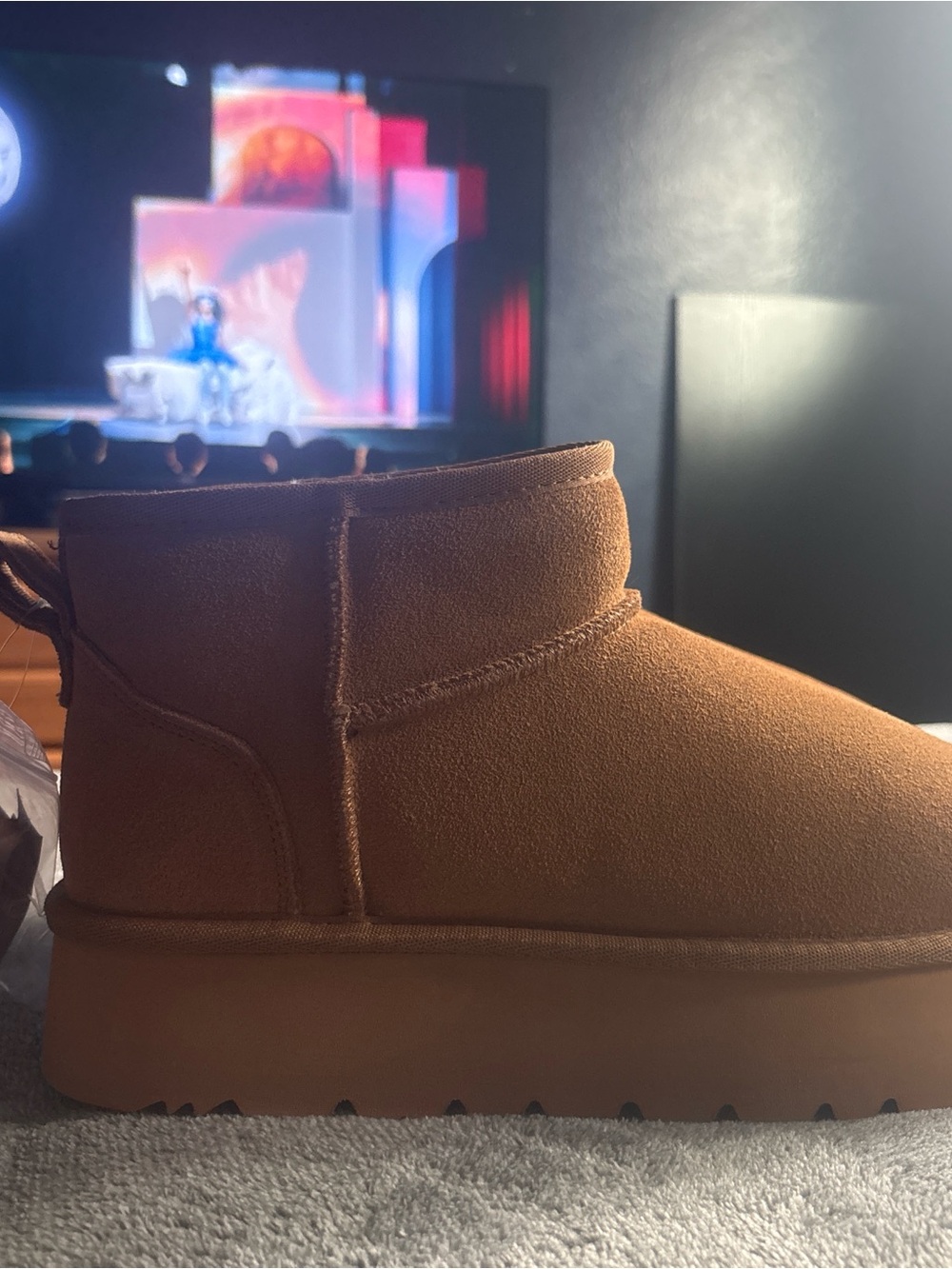 Target Women's Chestnut Suede-Look Platform Ankle Booties